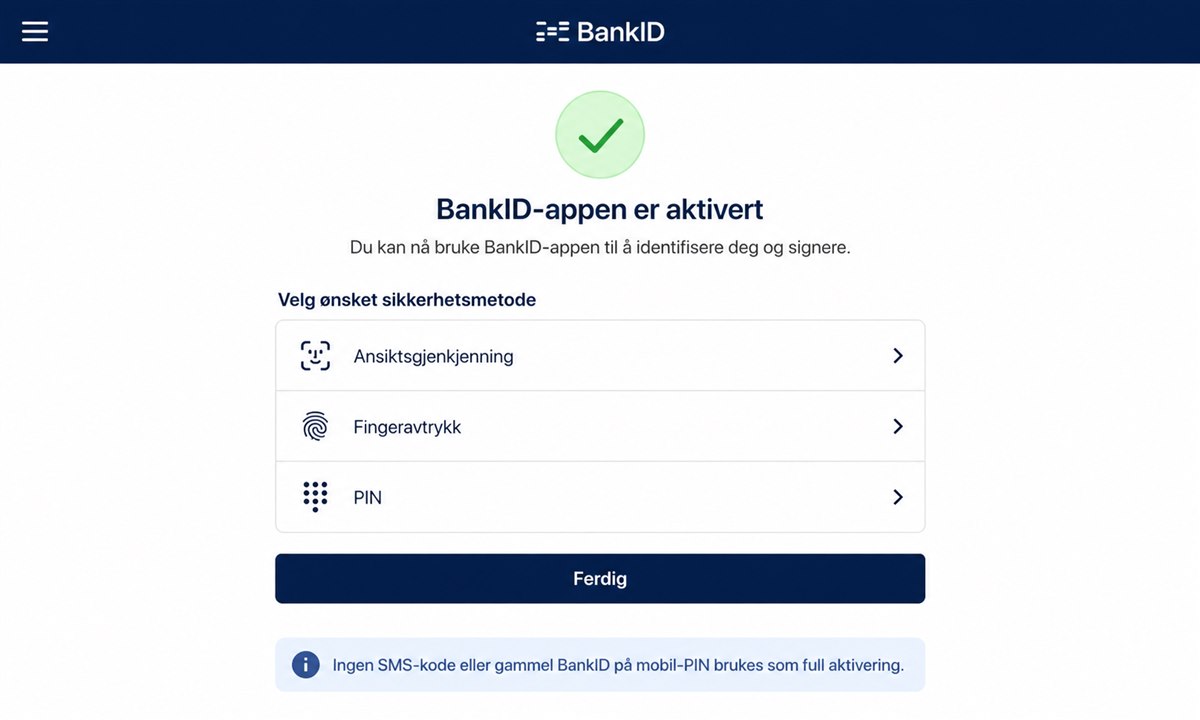 Tast SMS-kode og velg PIN for bank ID på mobil
