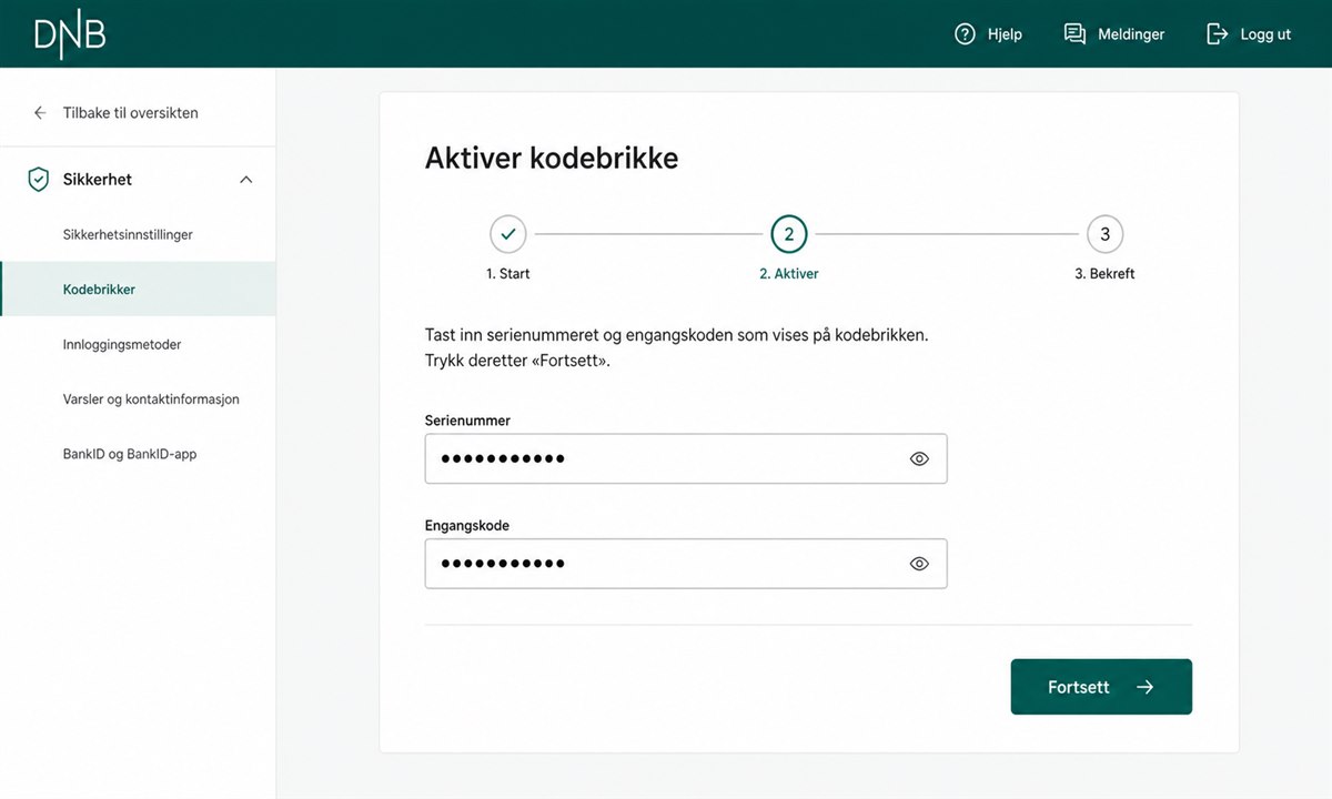 Aktivere ny DNB kodebrikke via nettbanken