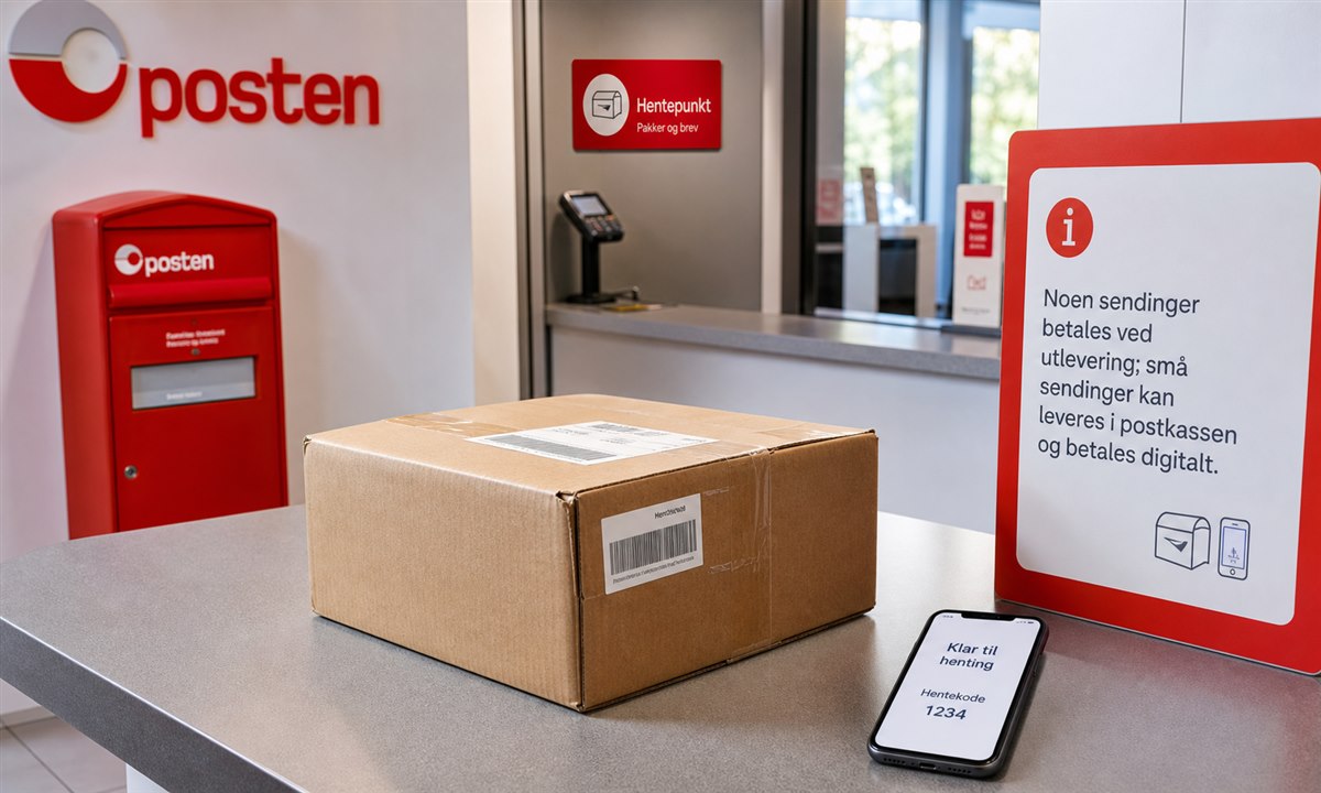Person som henter pakke fra Postens hentepunkt etter betalt toll