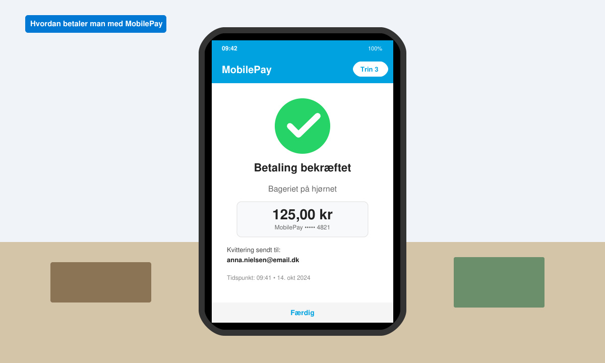 Bekræftelse af betaling med MobilePay i kassen