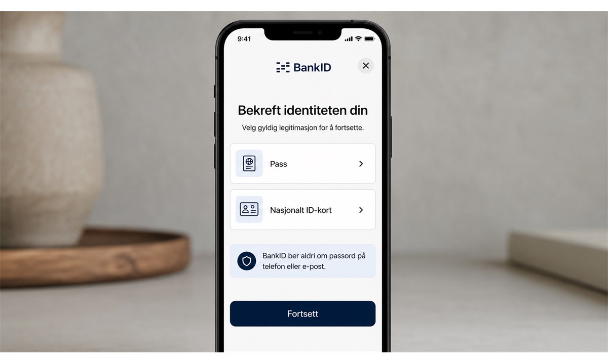 Bekreft identitet med SMS-kode for å endre BankID passord