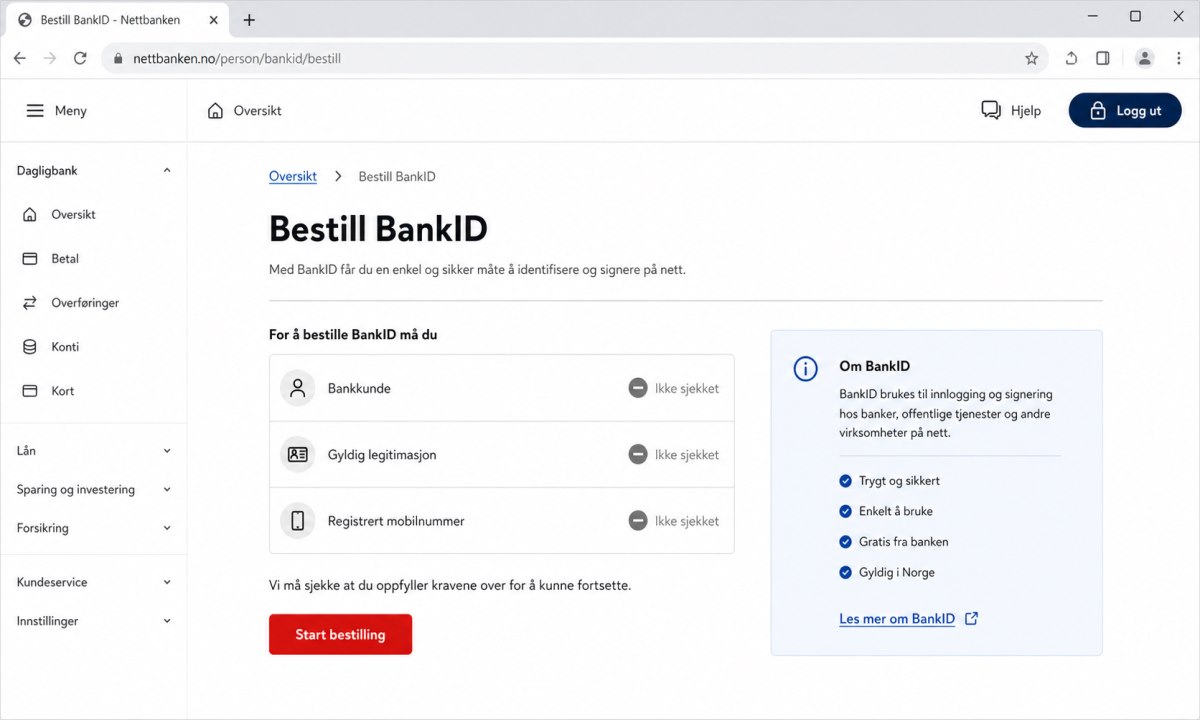 Bestille BankID i nettbanken
