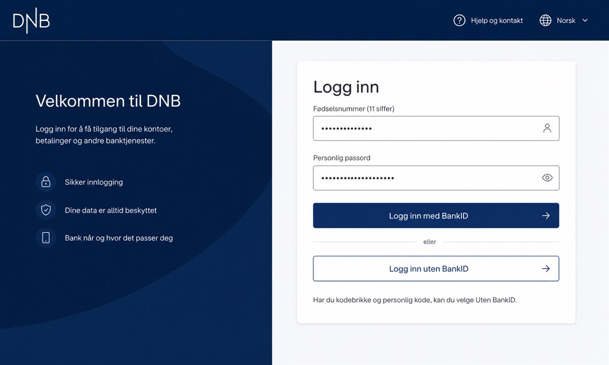 DNB nettbank innlogging på datamaskin