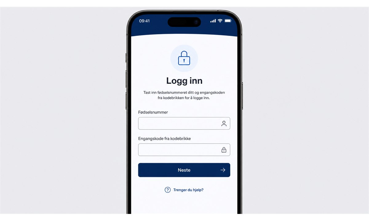 Bankapp-innlogging med personnummer og kodebrikke-engangskode