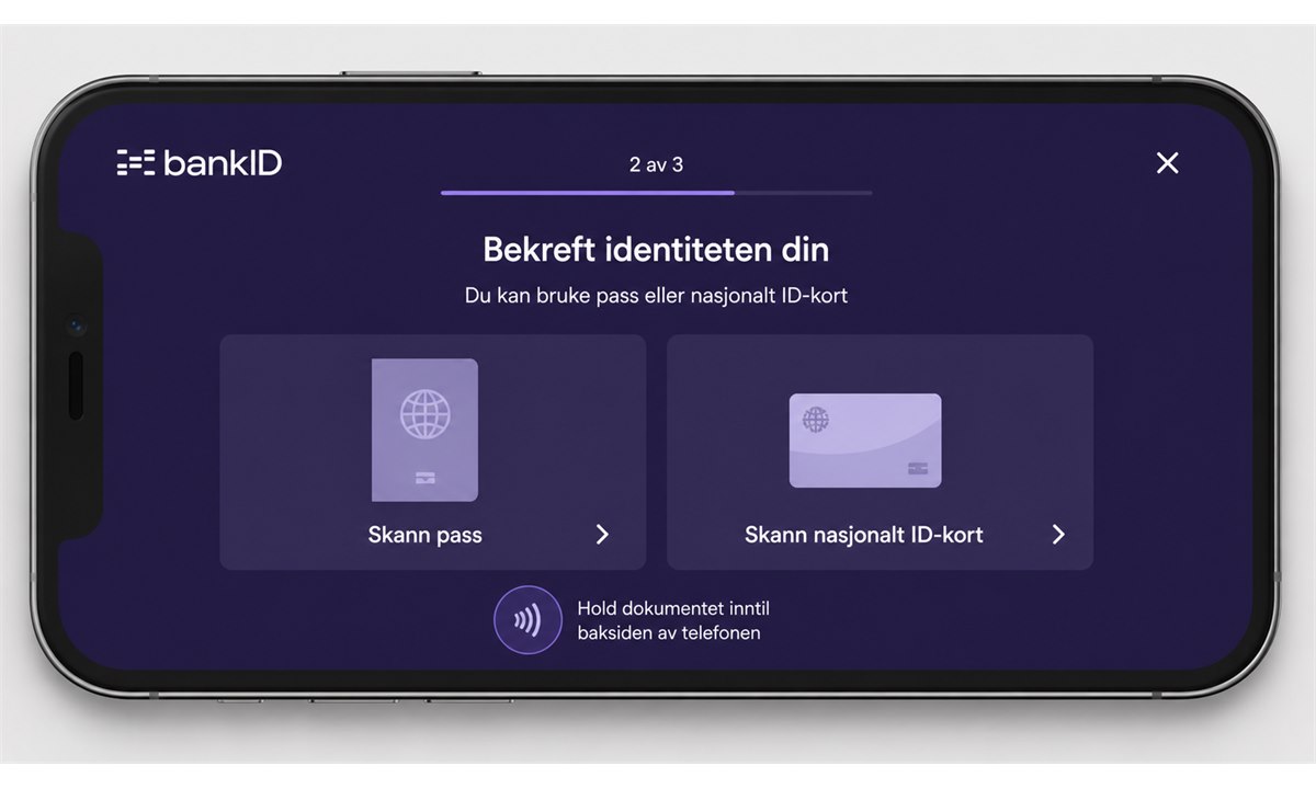 Verifisere identitet med kodebrikke for å aktivere BankID på mobil