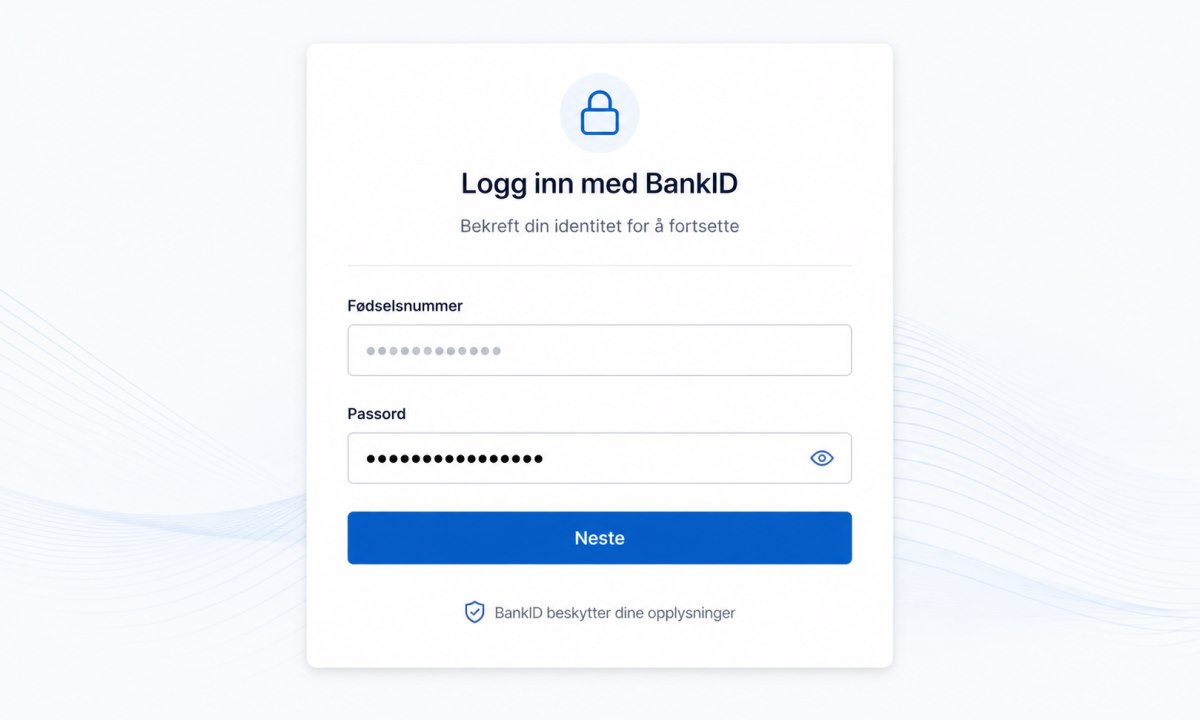 Felt for fødselsnummer og passord i BankID innlogging