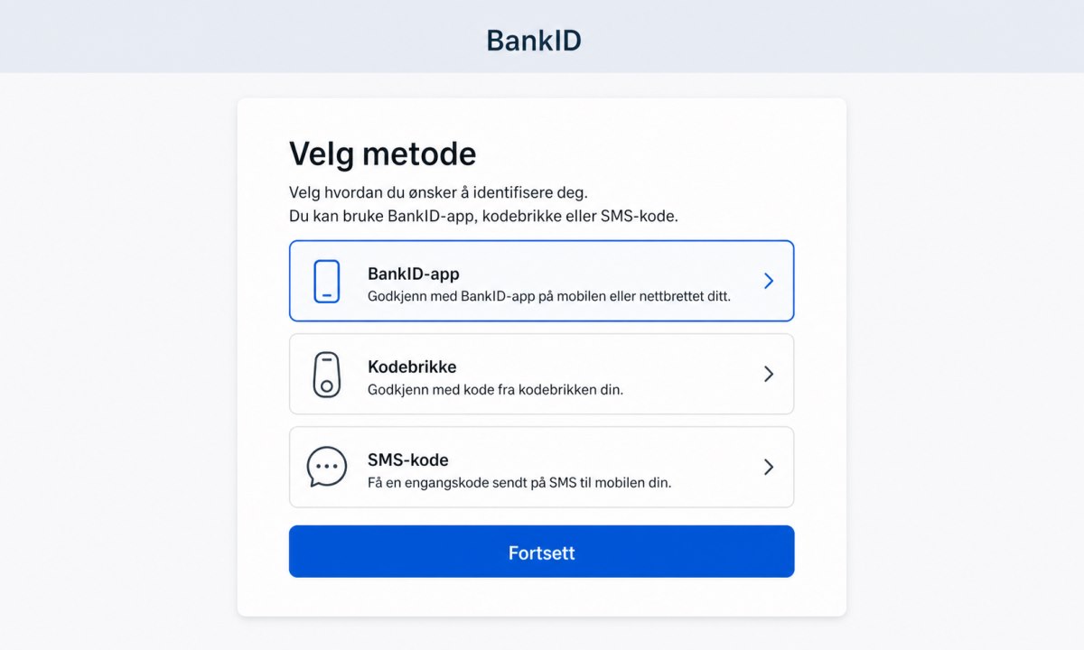 Valg av metode for engangskode i BankID