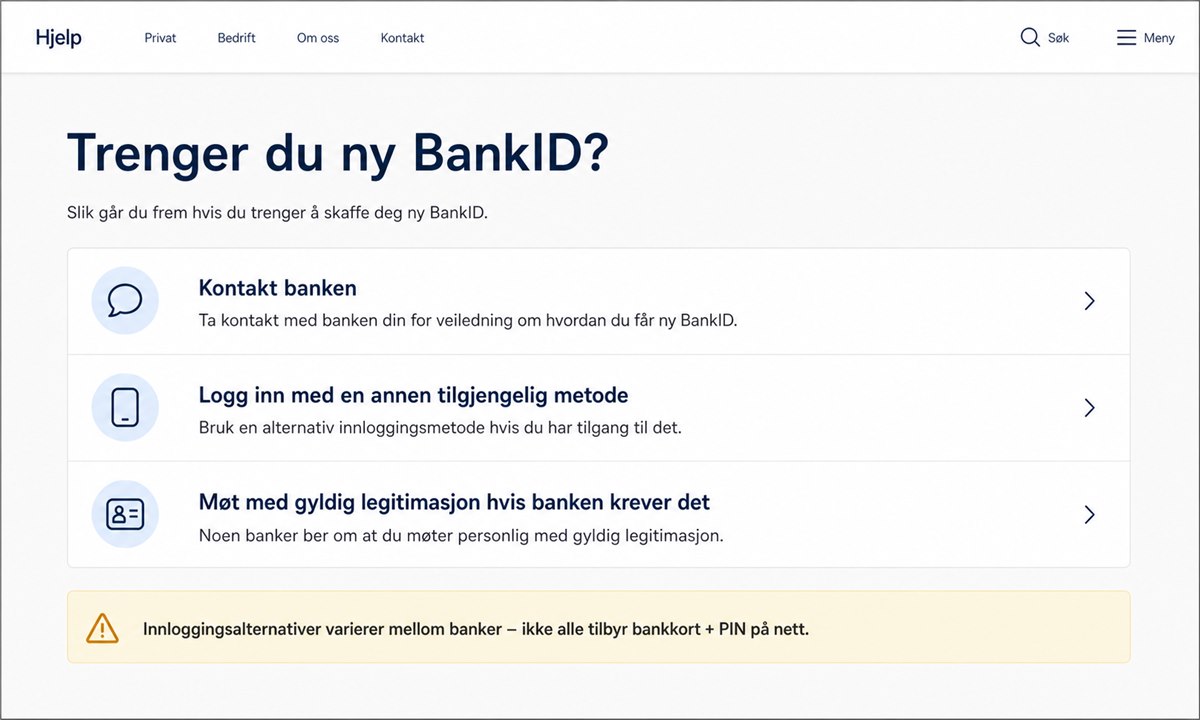 Nettbankens innloggingsside med valget logg inn med bankkort