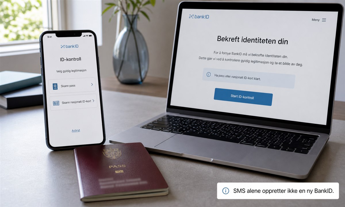 Mobiltelefon mottar SMS med BankID-aktiveringskode