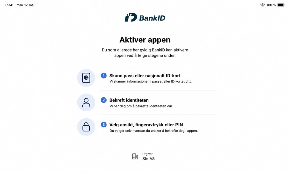 BankID-appen på mobiltelefon under oppsett med PIN-valg