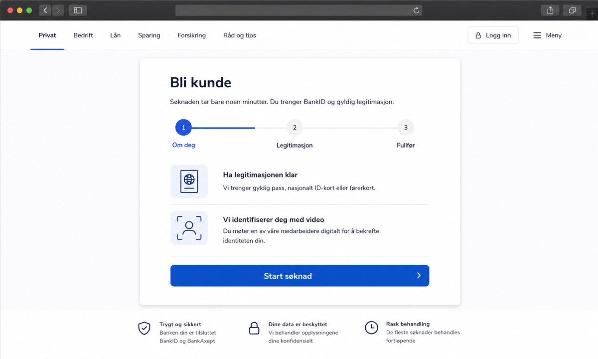 Opprett bankkonto som steg mot å få bank ID