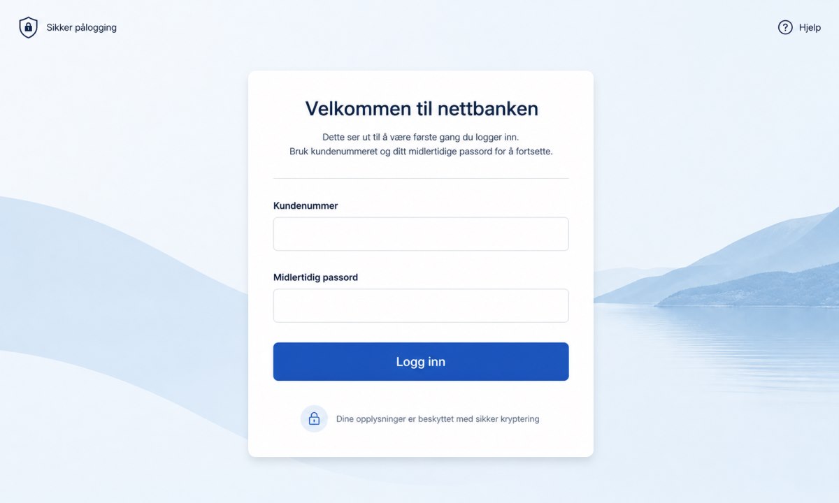 Logg inn i nettbanken for første gang for å skaffe bank ID