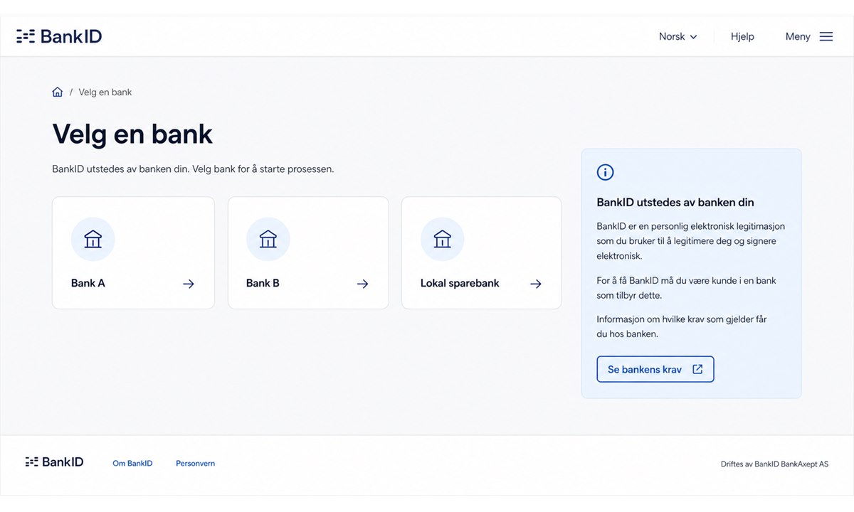 Velg norsk bank og opprett konto for å skaffe BankID