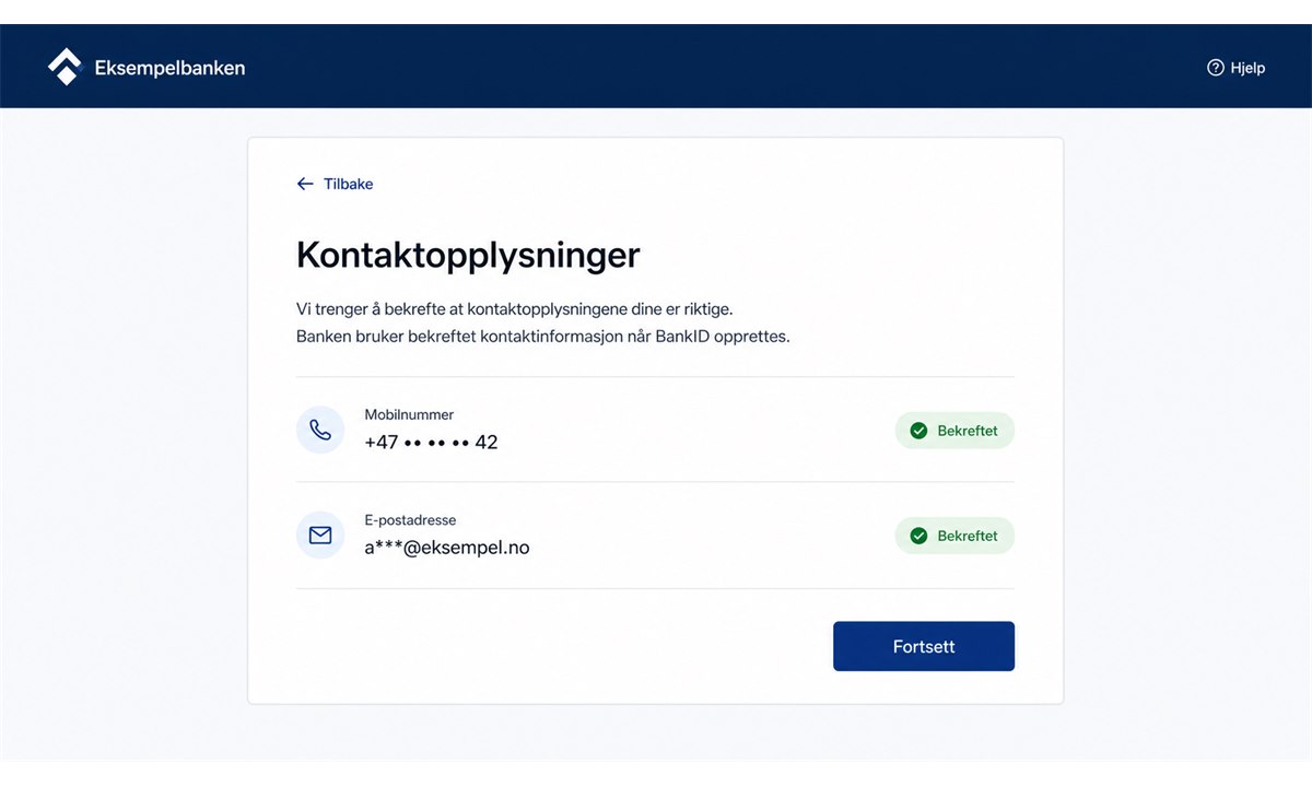 Registrer mobilnummer og bekreft SMS-kode for å skaffe BankID