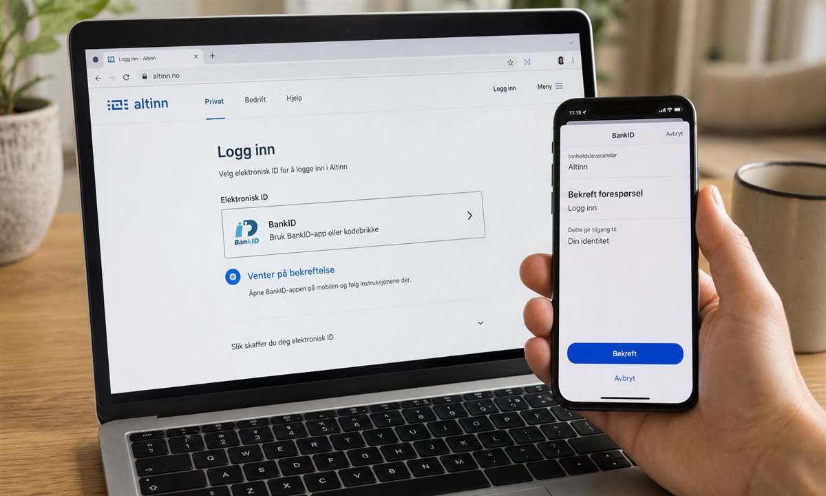 Test av BankID-innlogging på Altinn med bekreftelse i appen