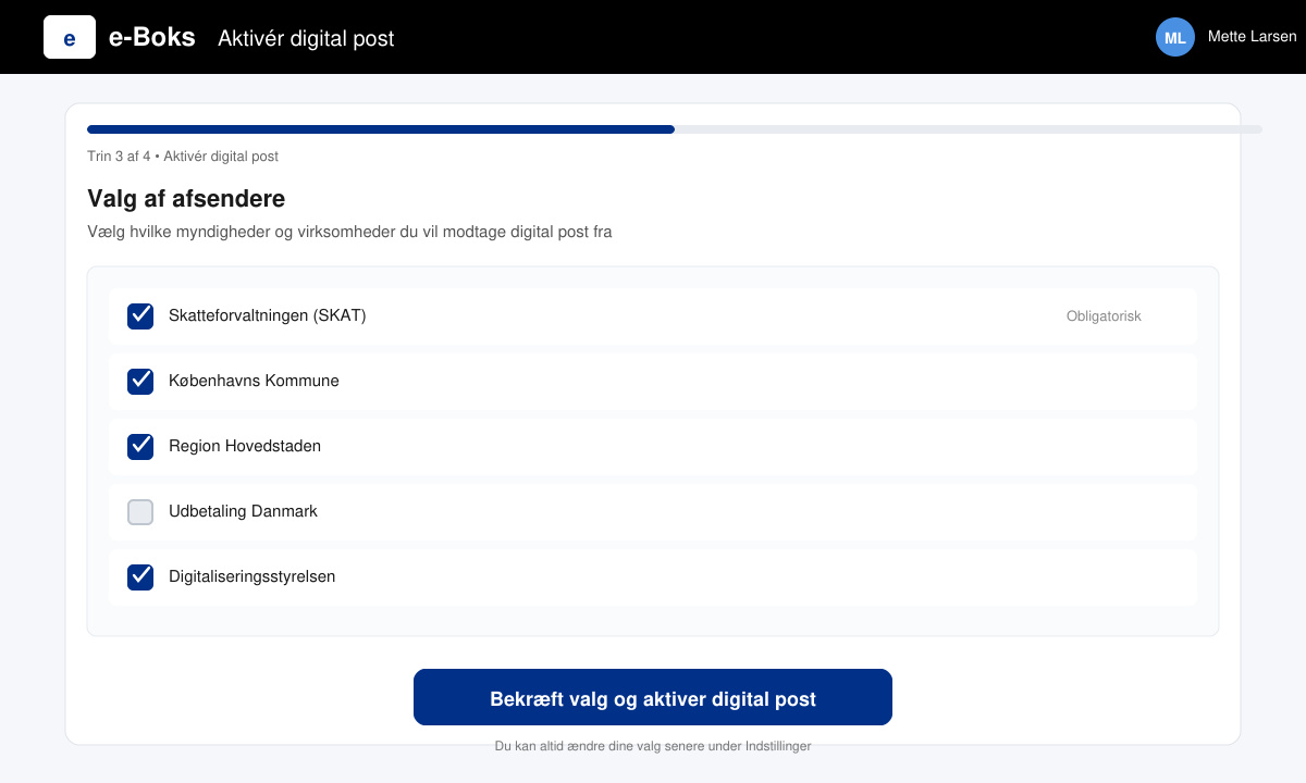 Aktivering af digital post i e-Boks appen