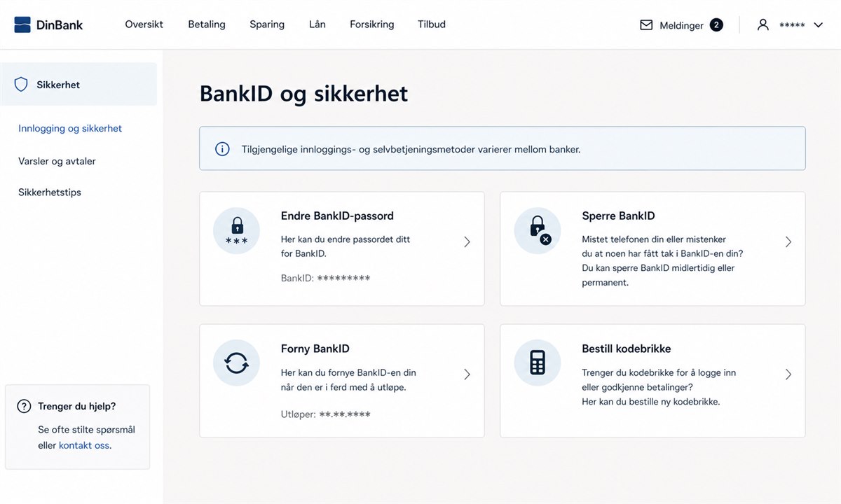 Nettbankens selvbetjeningsportal for BankID-administrasjon