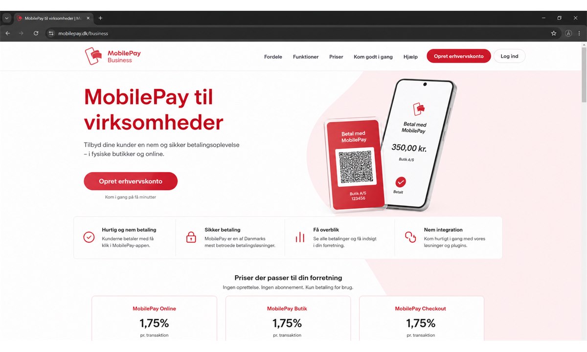 MobilePay Business oprettelse på mobilepay.dk