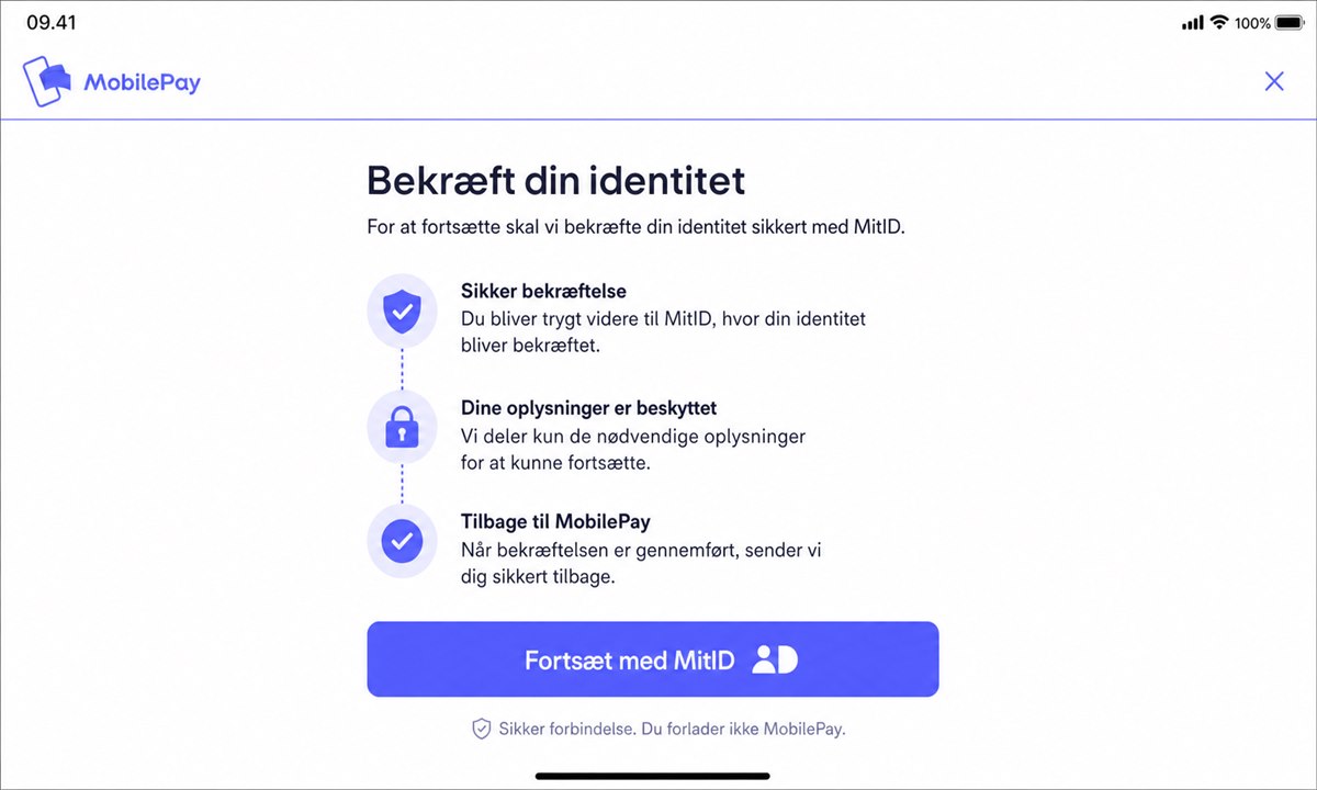 MitID verificering i MobilePay for at hæve beløbsgrænse