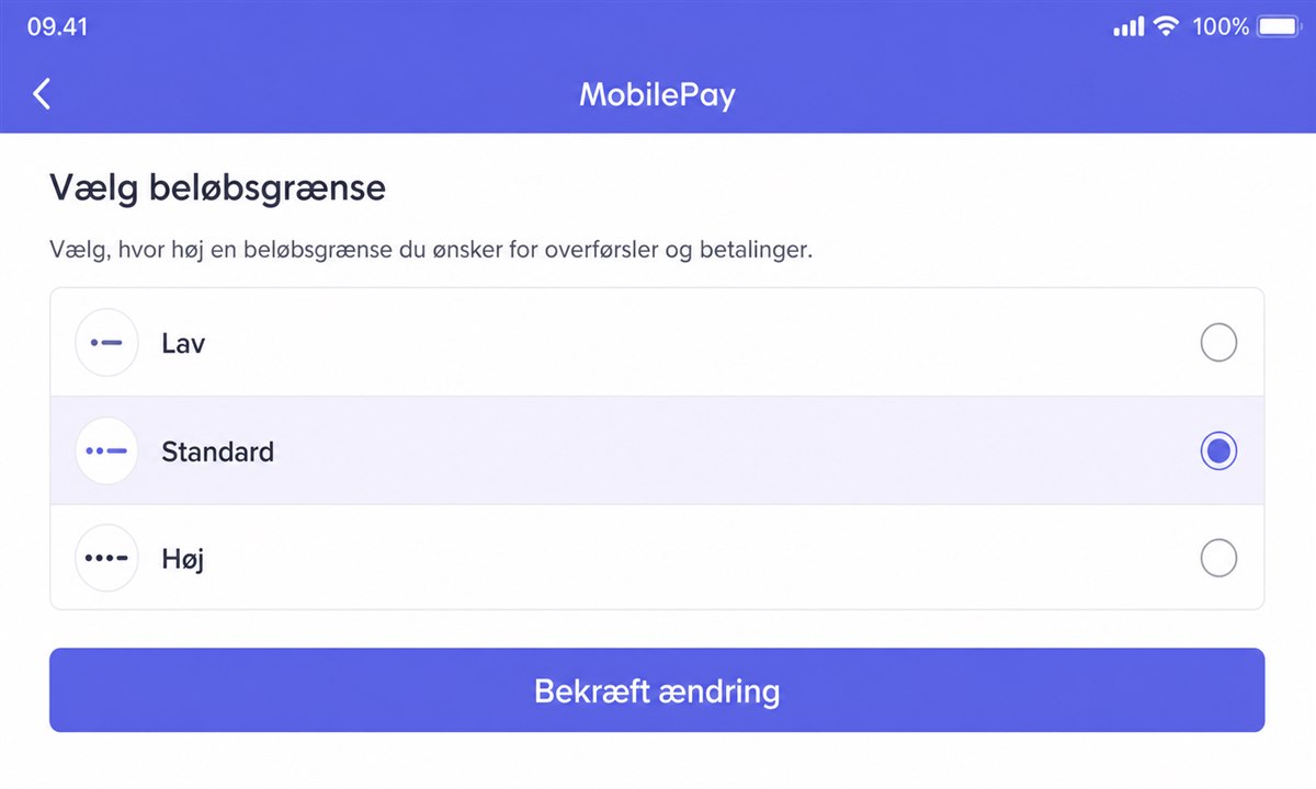 Valg af ny beløbsgrænse i MobilePay
