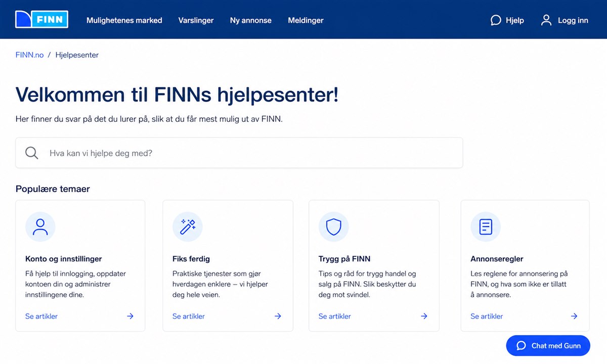 Hvordan kontakte Finn no