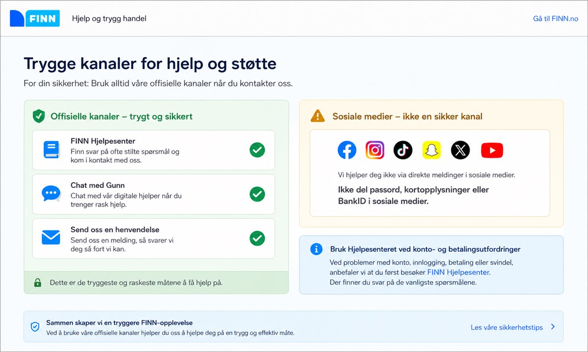 Finn.no Facebook-side for kontakt
