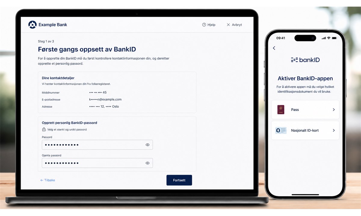 Registrere mobilnummer og passord for BankID