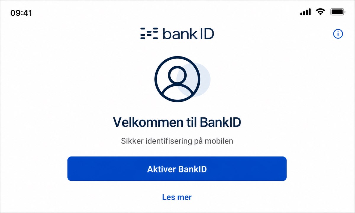 Velkomstskjerm i BankID-appen med knapp for aktivering