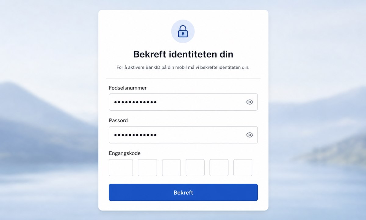 Bekreftelse av identitet med eksisterende BankID under aktivering
