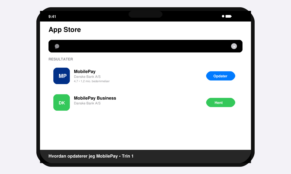 Hvordan opdaterer jeg mobilepay trin 1 i App Store