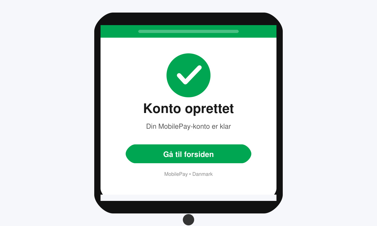 Bekræftelsesskærm efter succesfuld MobilePay opsætning