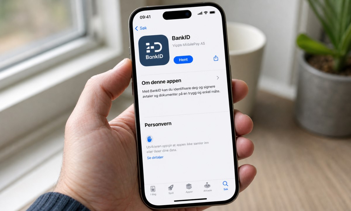 Nedlasting av BankID-appen fra App Store på iPhone