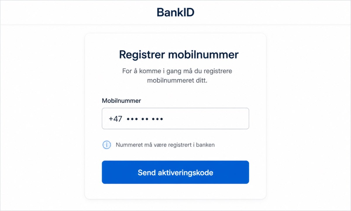 Felt for å angi mobilnummer under aktivering av BankID på mobil