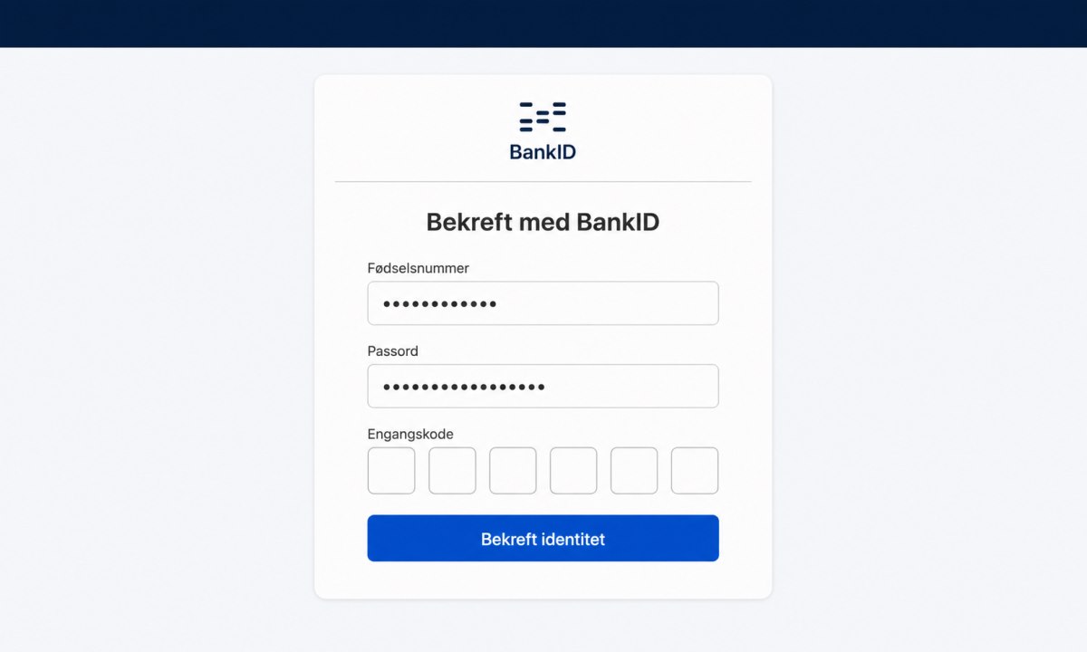BankID innloggingsskjerm for identitetsbekreftelse under aktivering