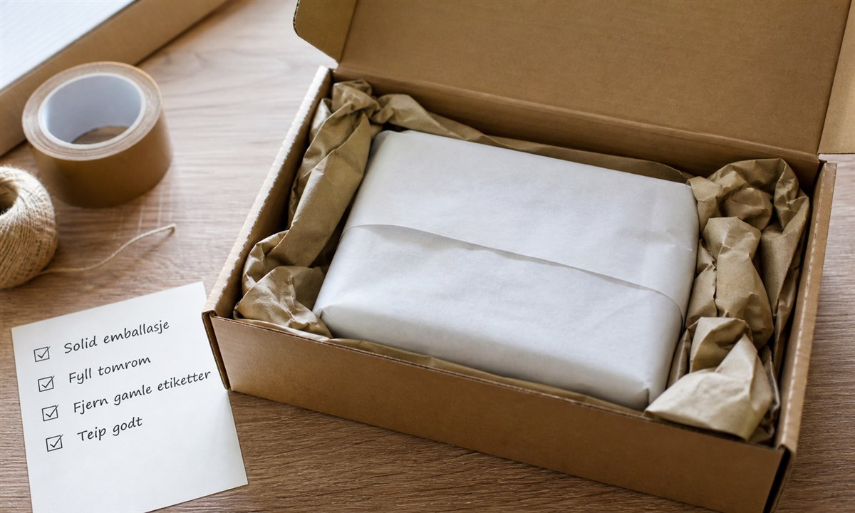 Pakke eske med bobleplast og pakketape