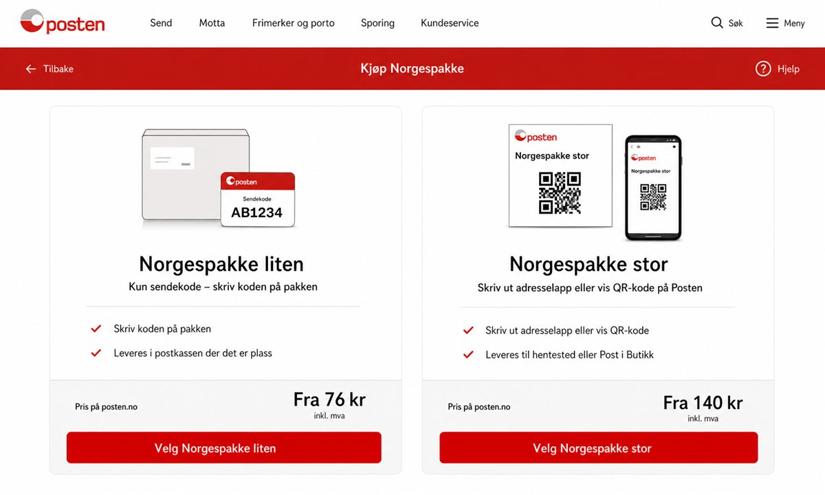 Skrive ut og lime på fraktetikett på pakke