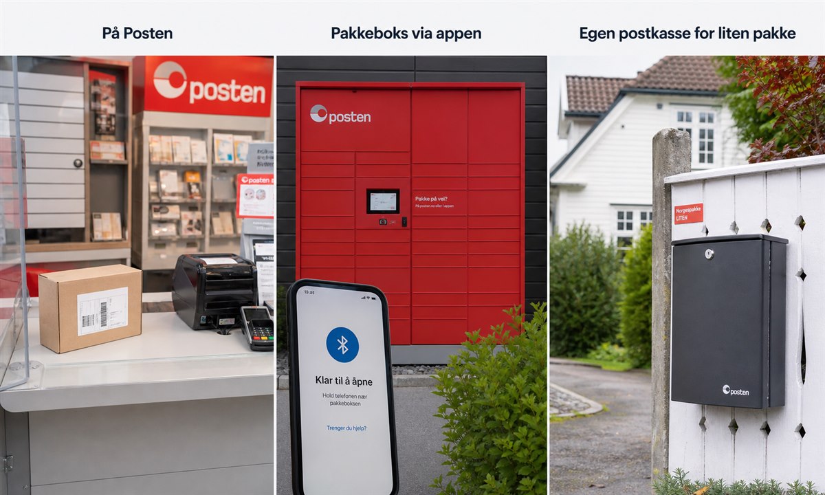 Levere pakke i skranken på Post i Butikk