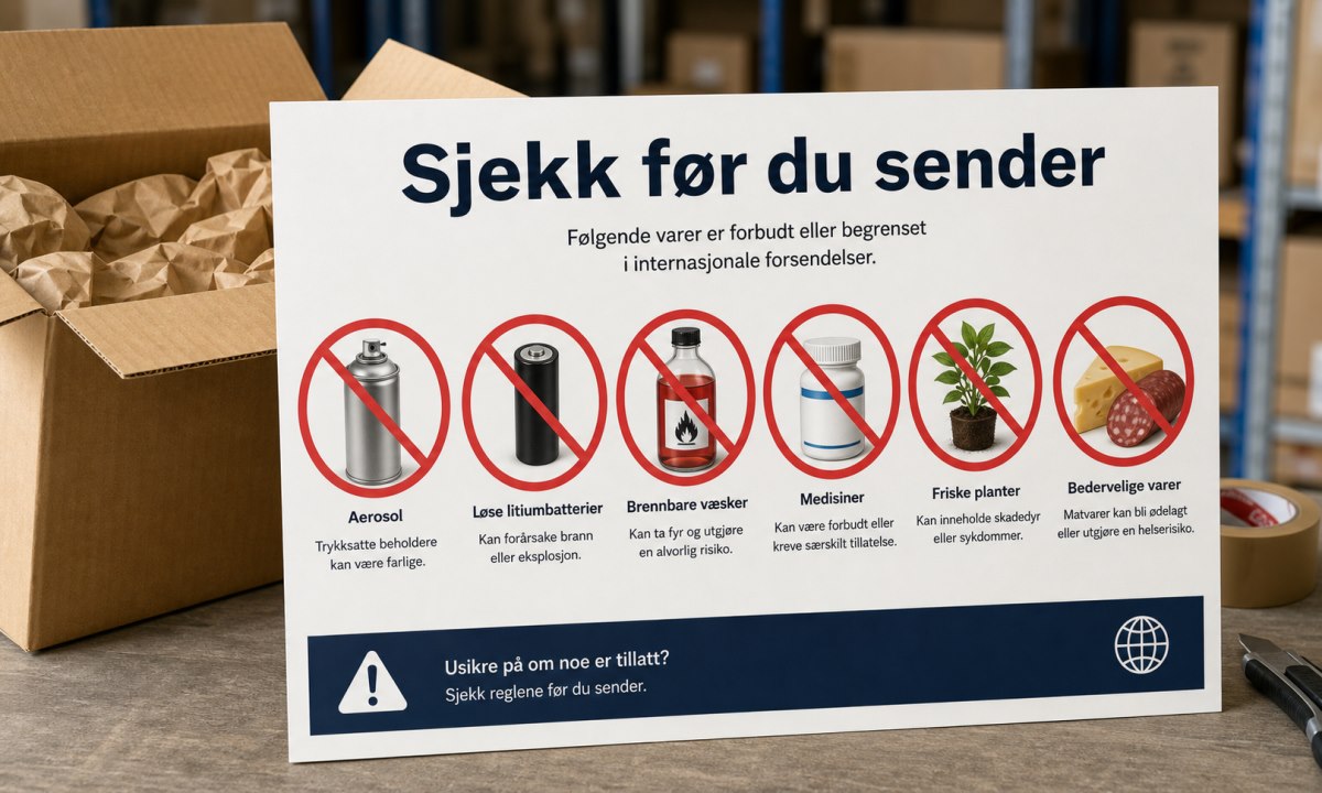 Liste over forbudte varer ved sending av pakke til utlandet