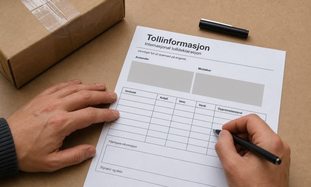 Utfylling av tolldokument CN23 for pakke til utlandet