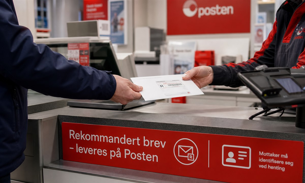 Post i Butikk-ombud der rekommandert brev leveres over disk