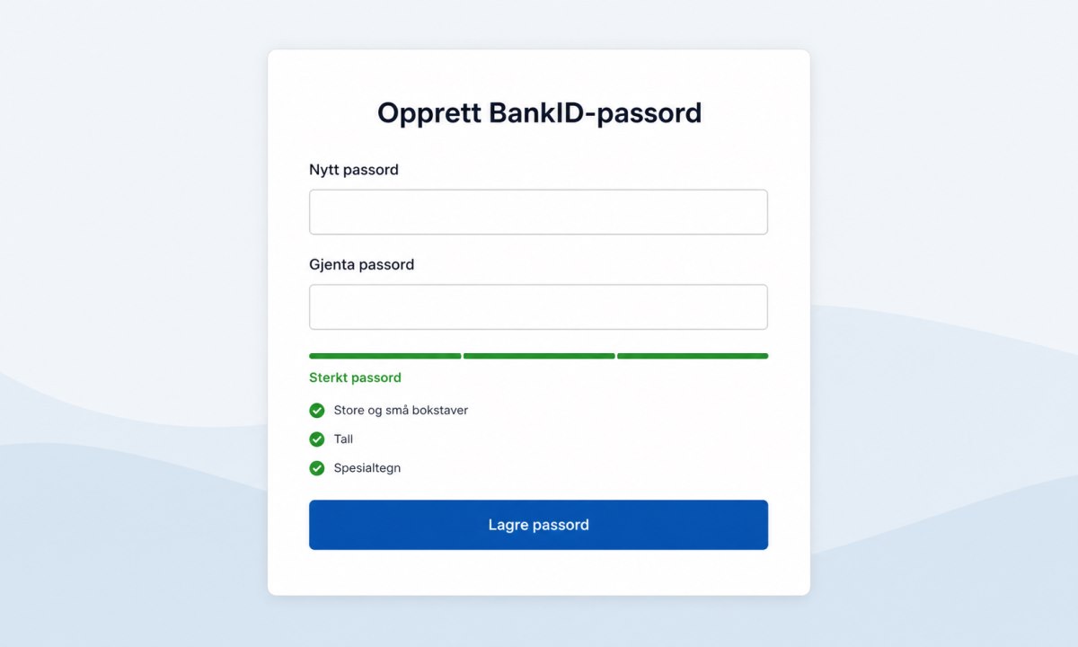 Felt for å opprette nytt BankID-passord i nettbanken