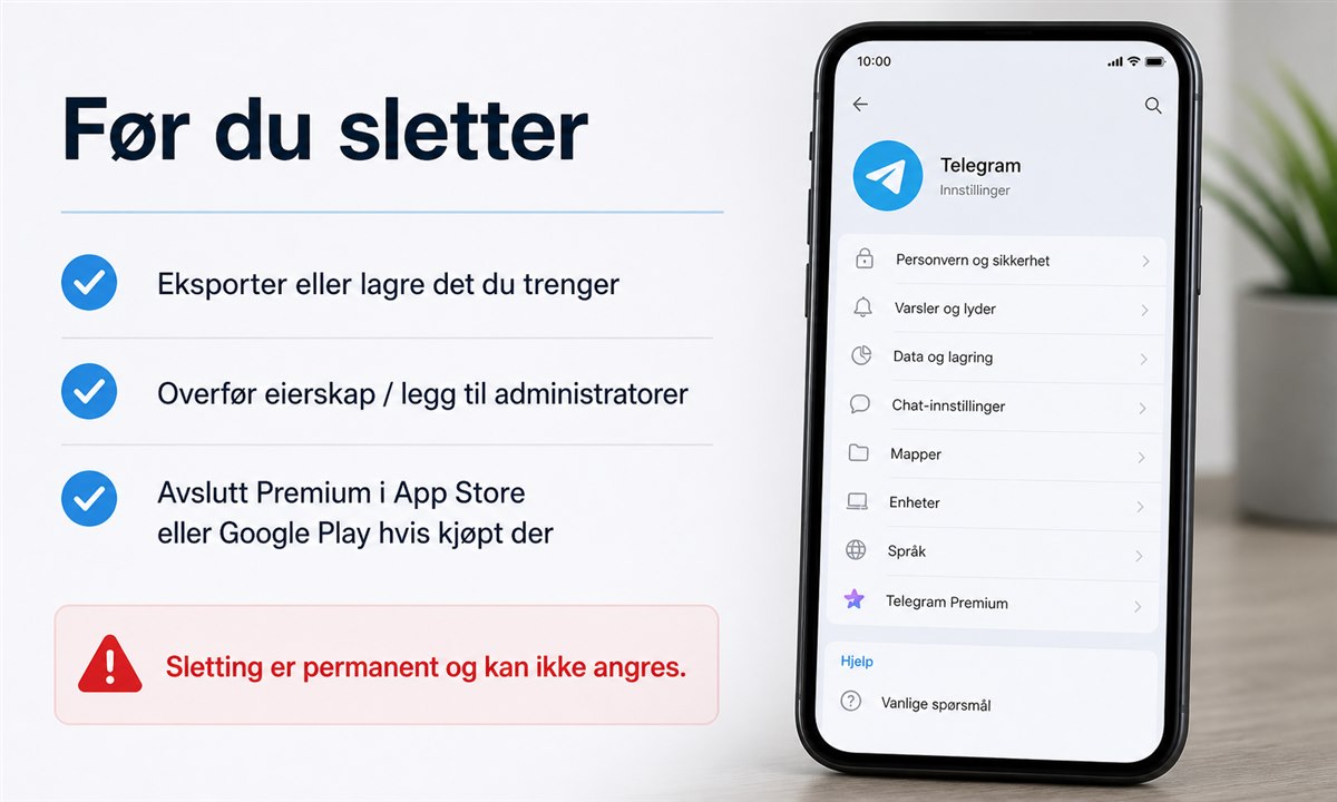 Hvordan slette Telegram konto
