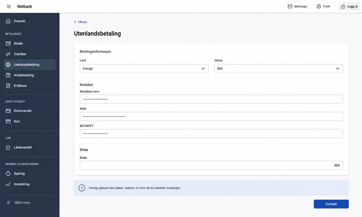 Utenlandsoverføring til Sverige via nettbank