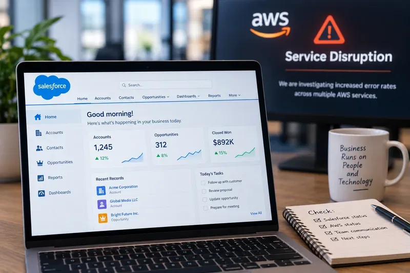 Er Salesforce påvirket av det nylige AWS-avbruddet? Hva brukere bør sjekke først