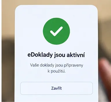 Potvrzovací obrazovka znázorňující úspěšně dokončenou aktivaci eDokladů v telefonu