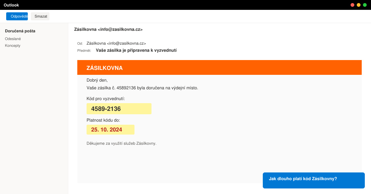 Jak dlouho plati kod zasilkovny