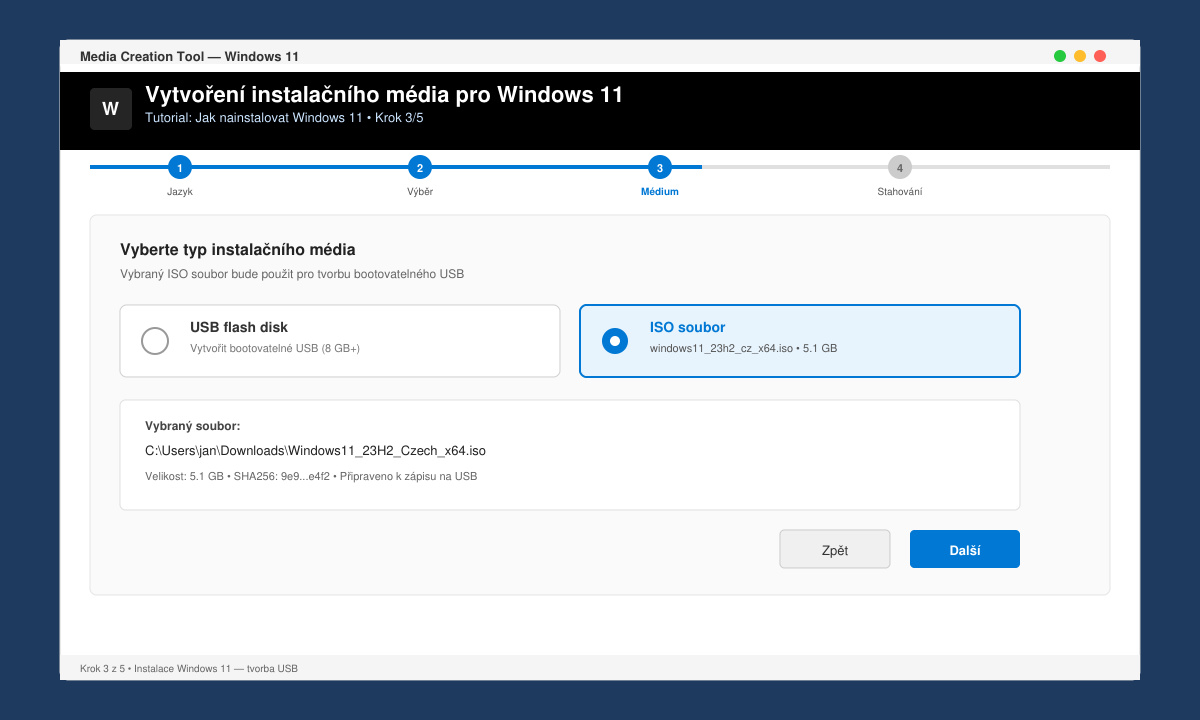 Instalace Windows 11 - tvorba USB