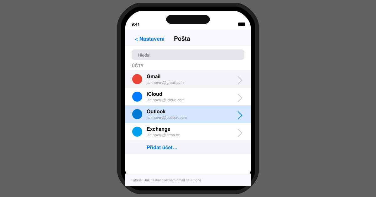 Jak nastavit seznam email na iPhone