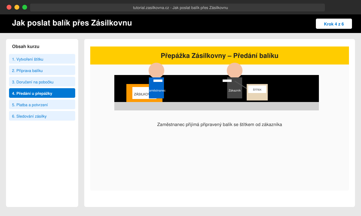 Zaměstnanec Zásilkovny přijímá označený balík od zákazníka na výdejním místě