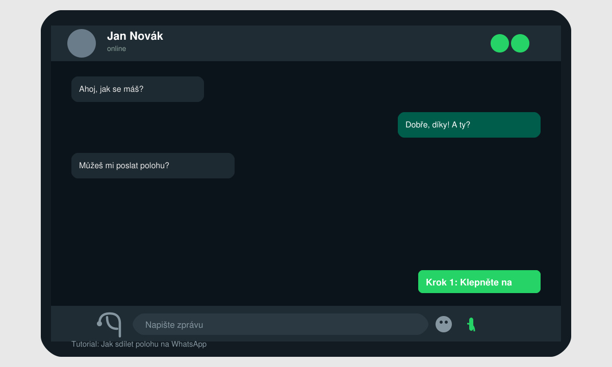 Otevřený chat v WhatsApp s ikonou přílohy